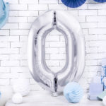 BALON FOLIOWY CYFRA 0 SREBRNY 86 CM