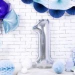 BALON FOLIOWY CYFRA 1 SREBRNY 86 CM