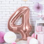 BALON FOLIOWY CYFRA 4 RÓŻOWE ZŁOTO 86 CM