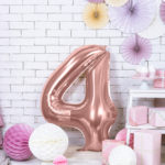 BALON FOLIOWY CYFRA 4 RÓŻOWE ZŁOTO 86 CM