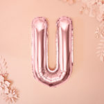 BALON FOLIOWY LITERA U RÓŻOWE ZŁOTO 35 CM