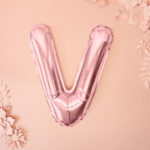 BALON FOLIOWY LITERA V RÓŻOWE ZŁOTO 35 CM