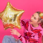 Balon Happy Birthday gwiazdka złota