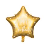 Balon Happy Birthday gwiazdka złota