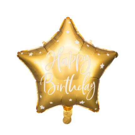 Balon Happy Birthday gwiazdka złota