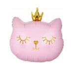 BALON KOTEK Z KORONĄ RÓŻOWY