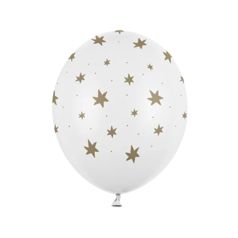 Balon biały w gwiazdki