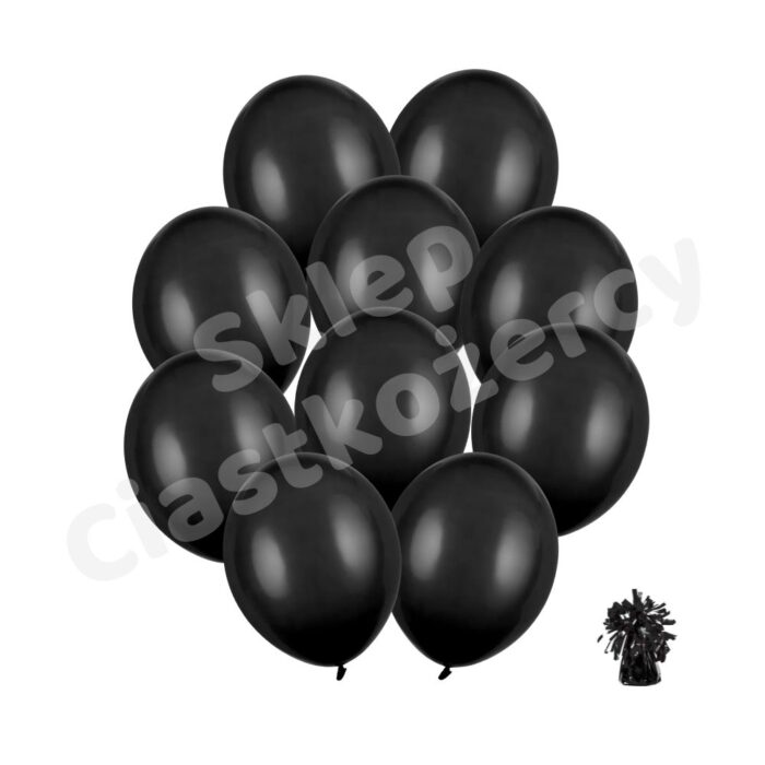 Balony z helem czarne 10 szt
