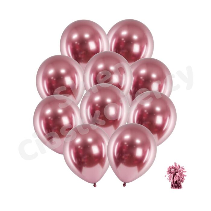 Balony z helem różowe złoto 10 szt