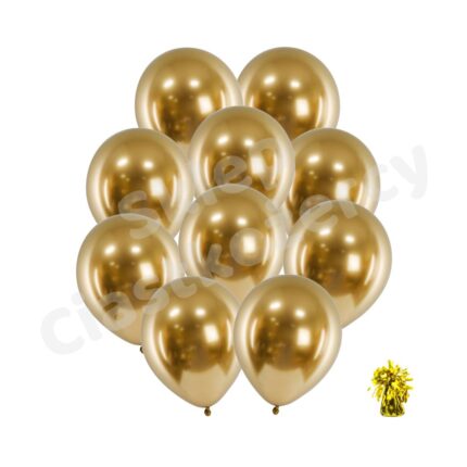 Balony z helem złote 10 szt