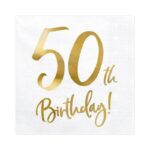 SERWETKI 50TH BIRTHDAY BIAŁE