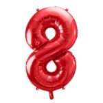 Balon cyfra 8 czerwony